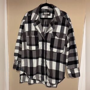 Free People We The Free Izzy Plaid Flannel Cargo Shirt Large